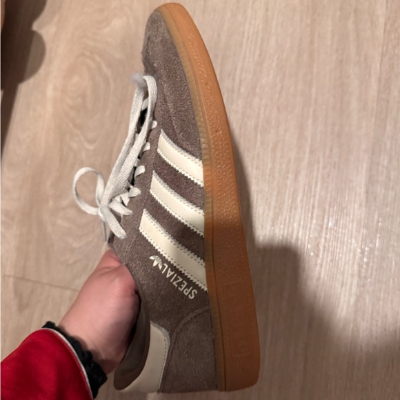 Adidas Spezials Taupe Suede Sneakers with Cream Stripes - Picture 2 of 3